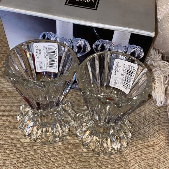 🕯️ NWT Mikasa Vintage Diamond Fire Pair of Candle Holders - Picture 6 of 14